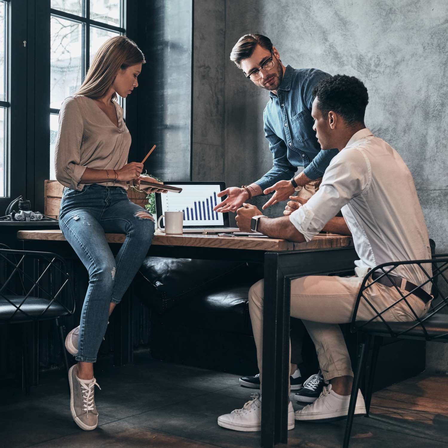 Group of people analyzing data