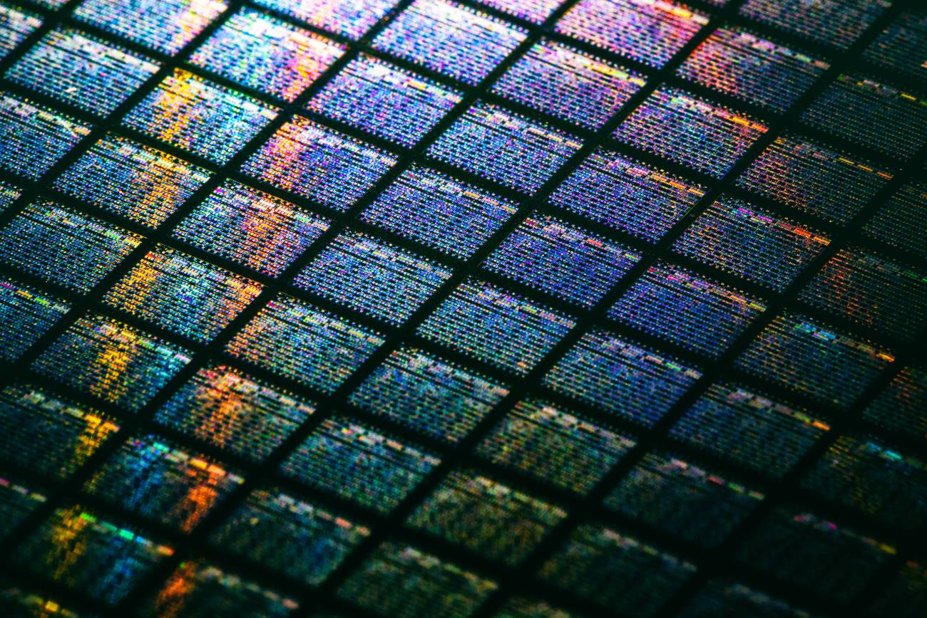 Silicon wafer containing microchips