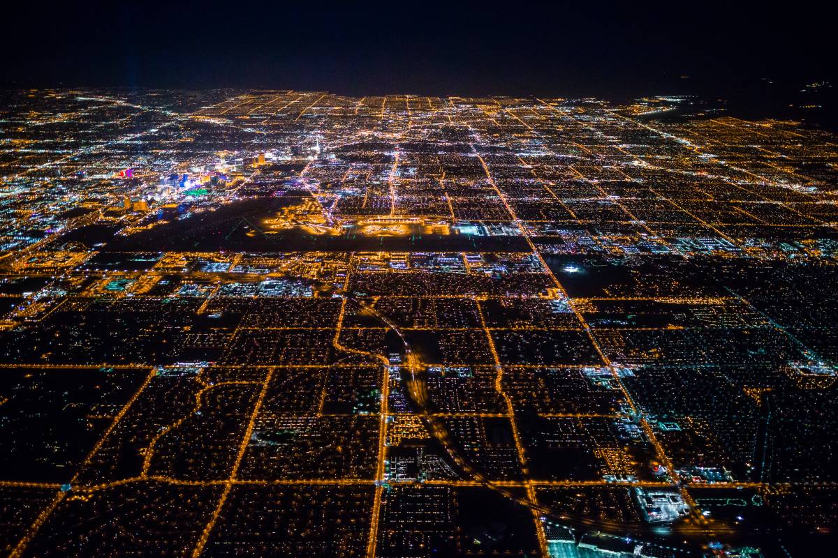 City_Horizon_at_Night_Aerial Aerial view of Las Vegas