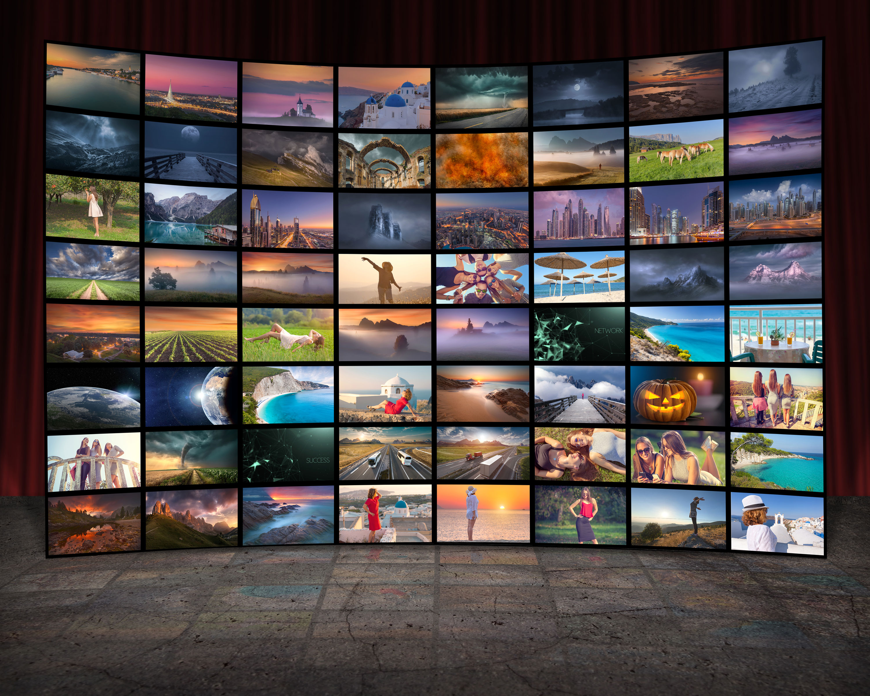 Video wall in television production room