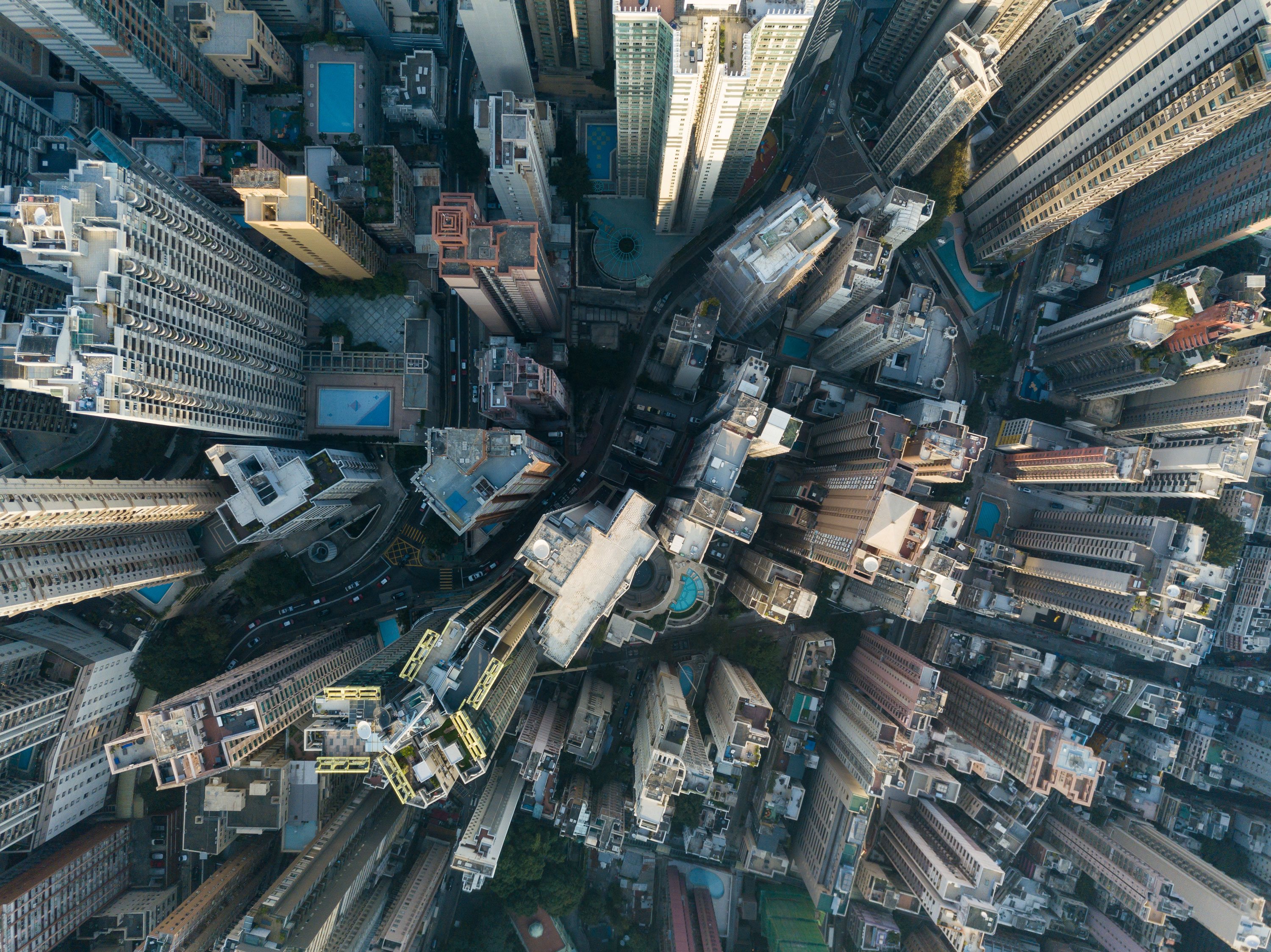 City Top View of Skyscrapers in Hong Kong city