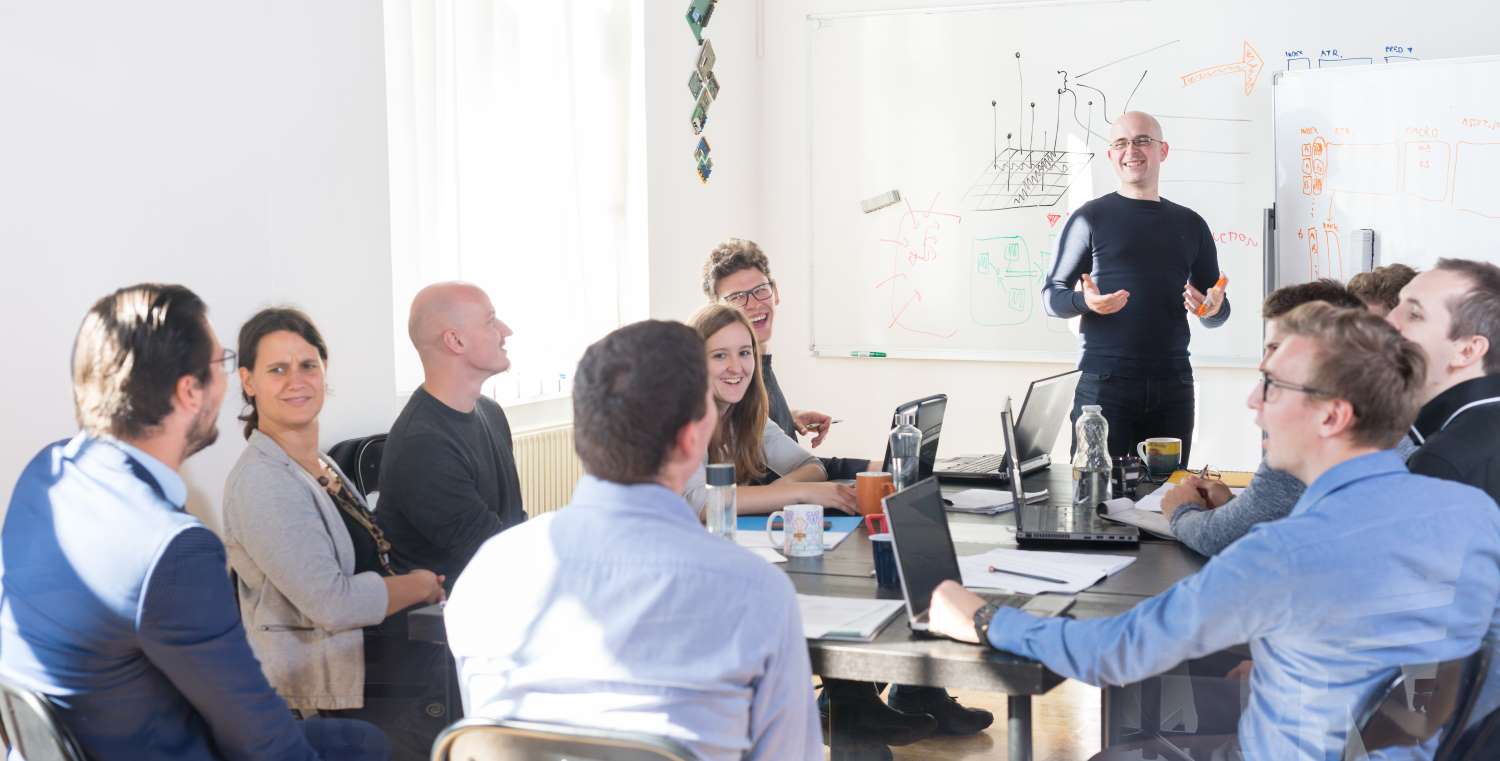 Relaxed informal IT business meeting