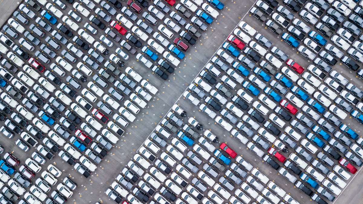 Aerial of full parking lot