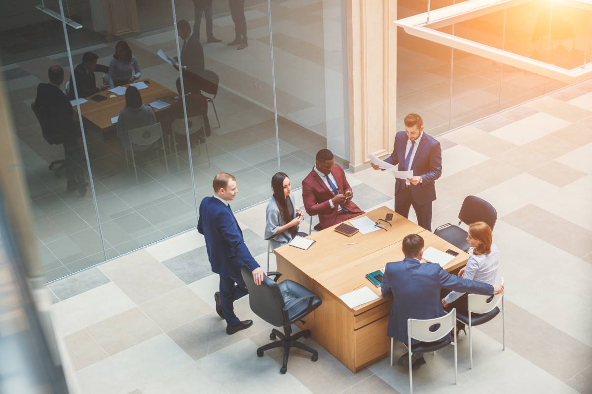 High Angle View Of Business Meeting