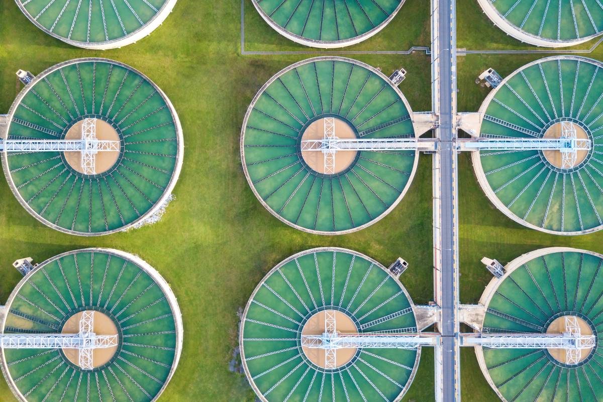 Aerial view of water treatment plant